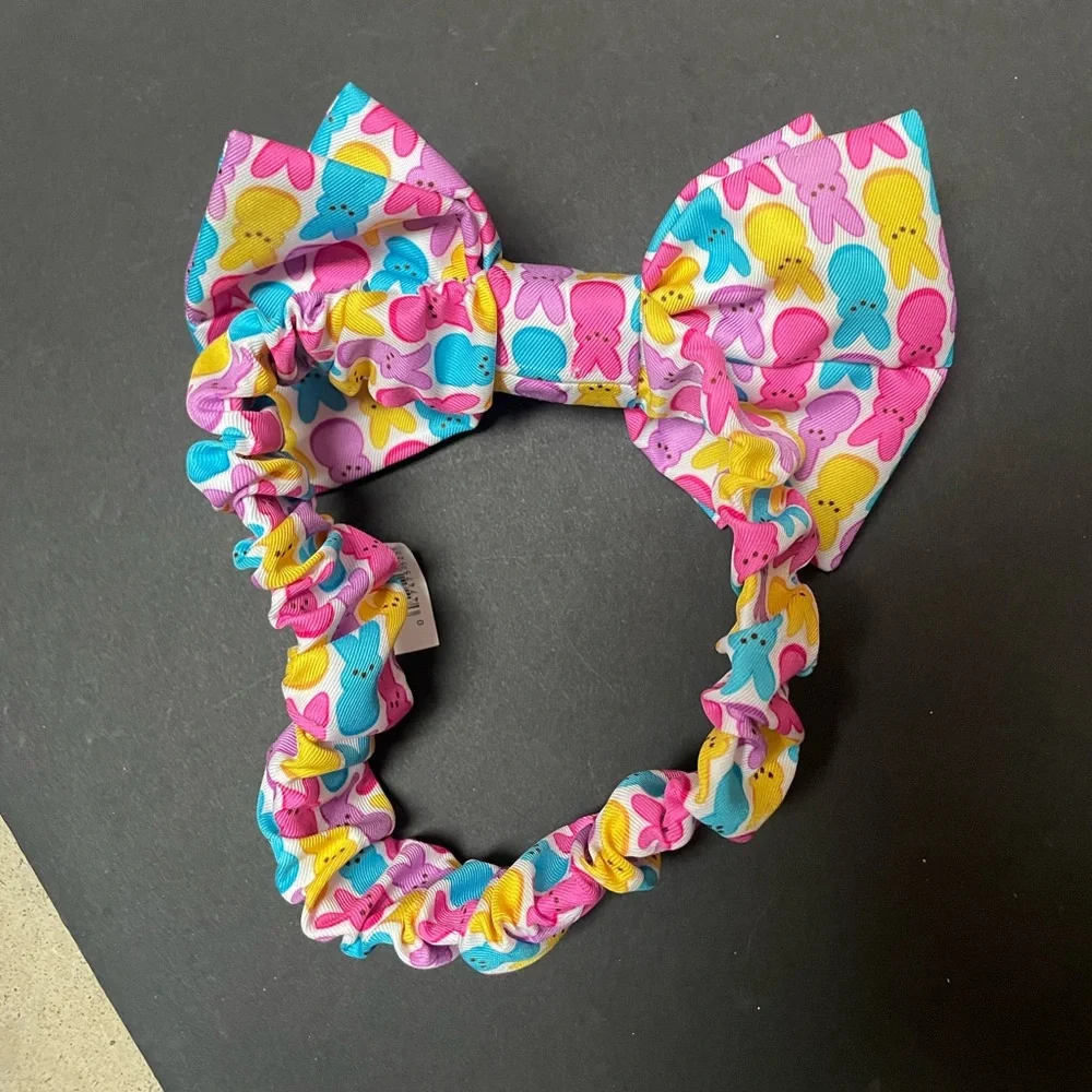 Pink Blue Yellow Purple Large PEEPS Elastic Headband Bow
